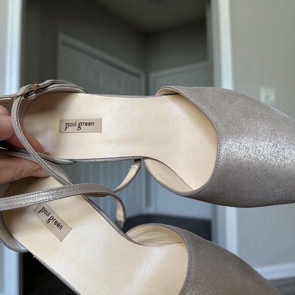 Paul Green d'Orsay Valletta Champagne Metallic Leather Pumps Size 8.5 US 6 UK - Picture 7 of 13